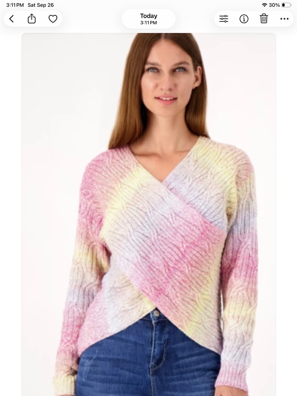 Attitudes by Renee Pastel Multicolor Wrap-Style Women's Sweater